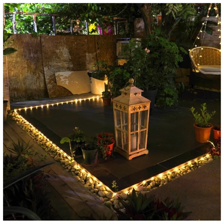 Bright Solar Fairy Lights Outdoor LED Tube String With Remote Control