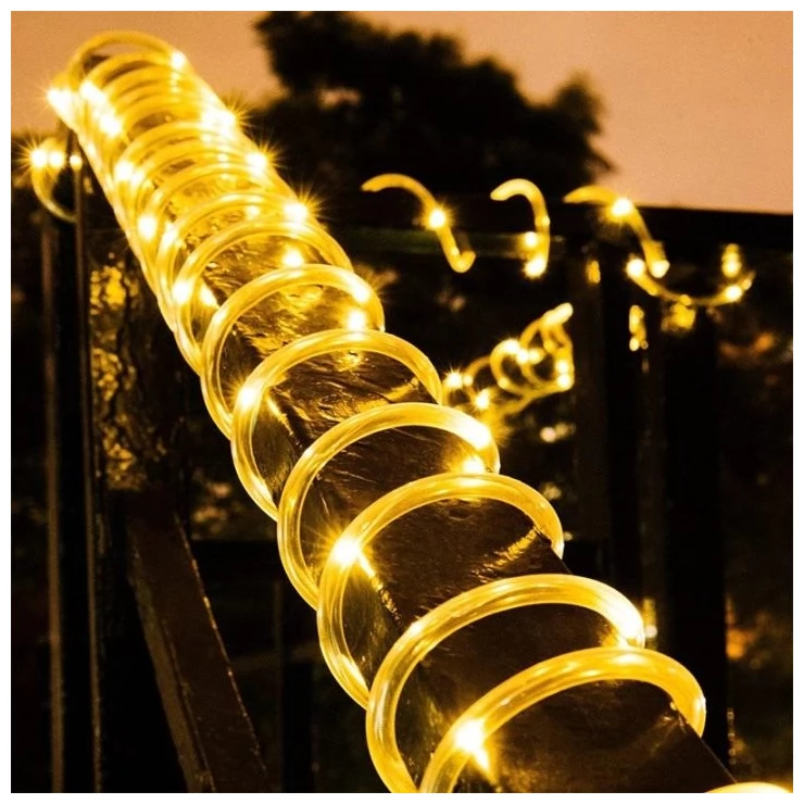 Bright Solar Fairy Lights Outdoor LED Tube String With Remote Control