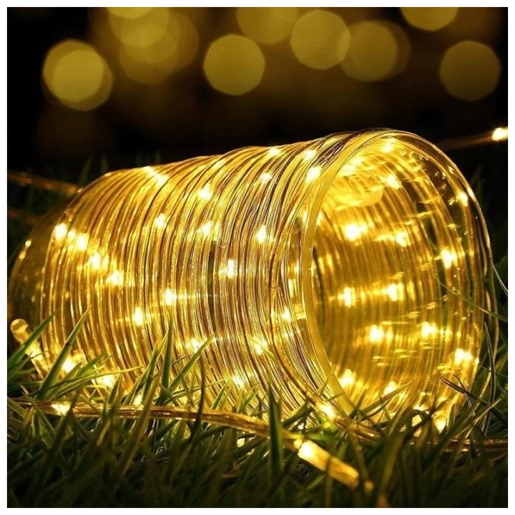Bright Solar Fairy Lights Outdoor LED Tube String With Remote Control