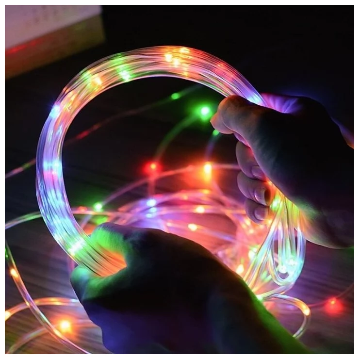 Bright Solar Fairy Lights Outdoor LED Tube String With Remote Control