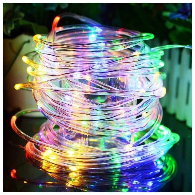 Bright Solar Fairy Lights Outdoor LED Tube String With Remote Control