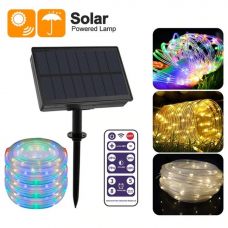 Bright Solar Fairy Lights Outdoor LED Tube String With Remote Control