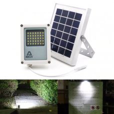 Compact Solar Flood Light 35 LED Durable Metal Security Garden Lamp