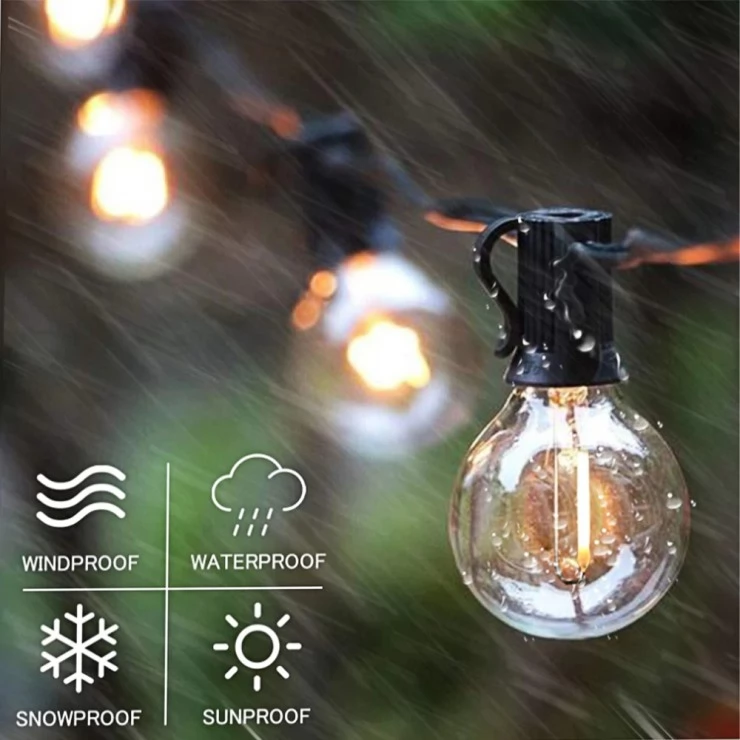 Outdoor Solar Fairy Lights Bright Classic LED Bulbs String Garland