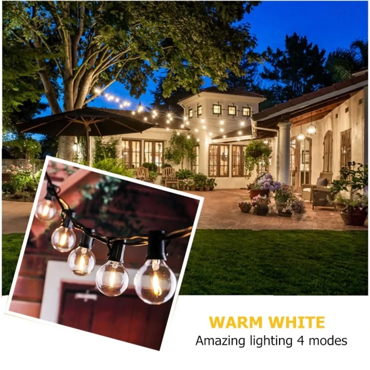 Outdoor Solar Fairy Lights Bright Classic LED Bulbs String Garland
