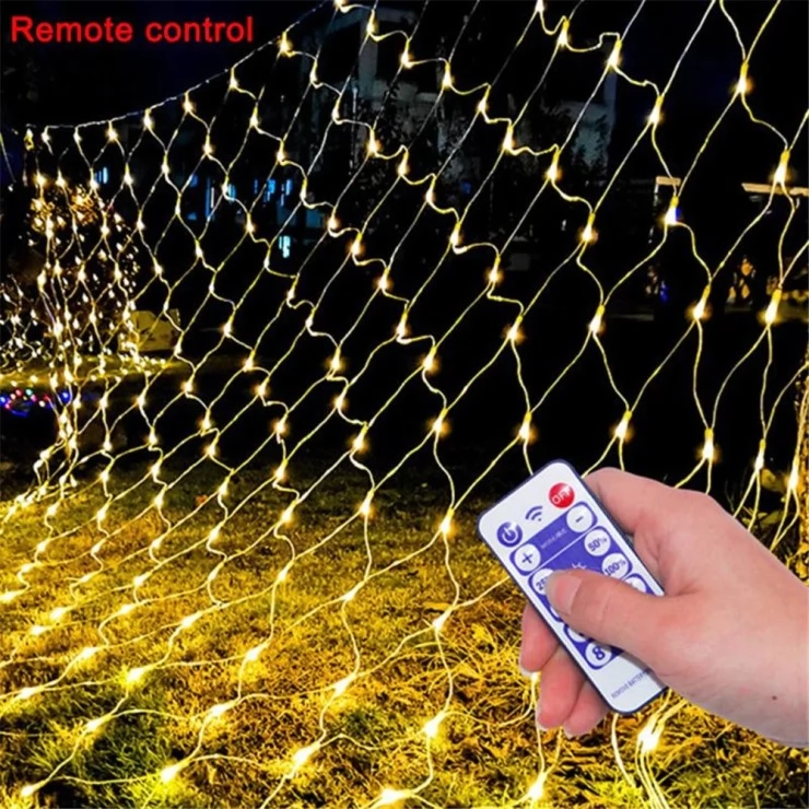 Bright Solar Christmas Lights Tree Net LED Decoration Garden Garland