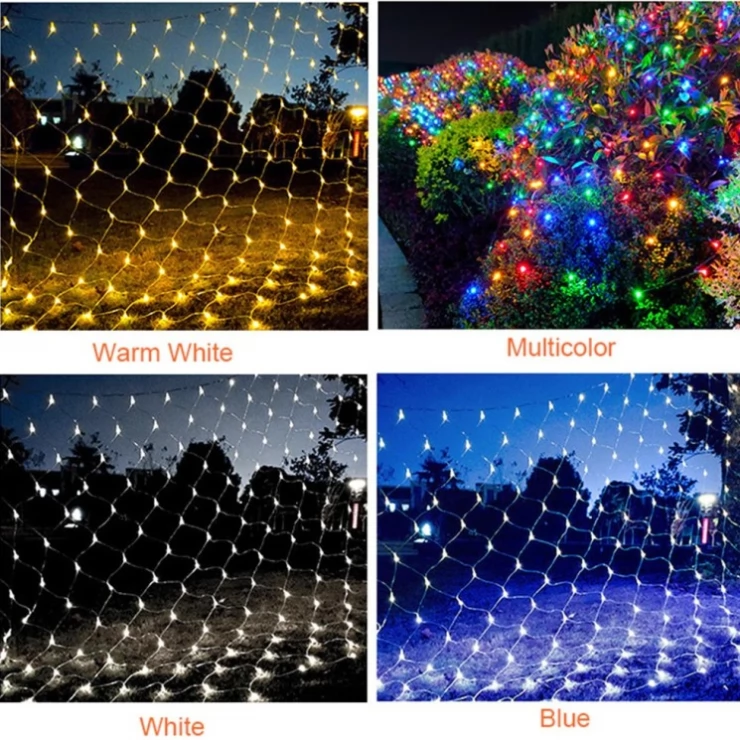 Bright Solar Christmas Lights Tree Net LED Decoration Garden Garland