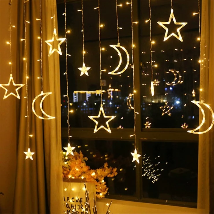 Solar Christmas String Lights LED Stars Outdoor Garland Decoration