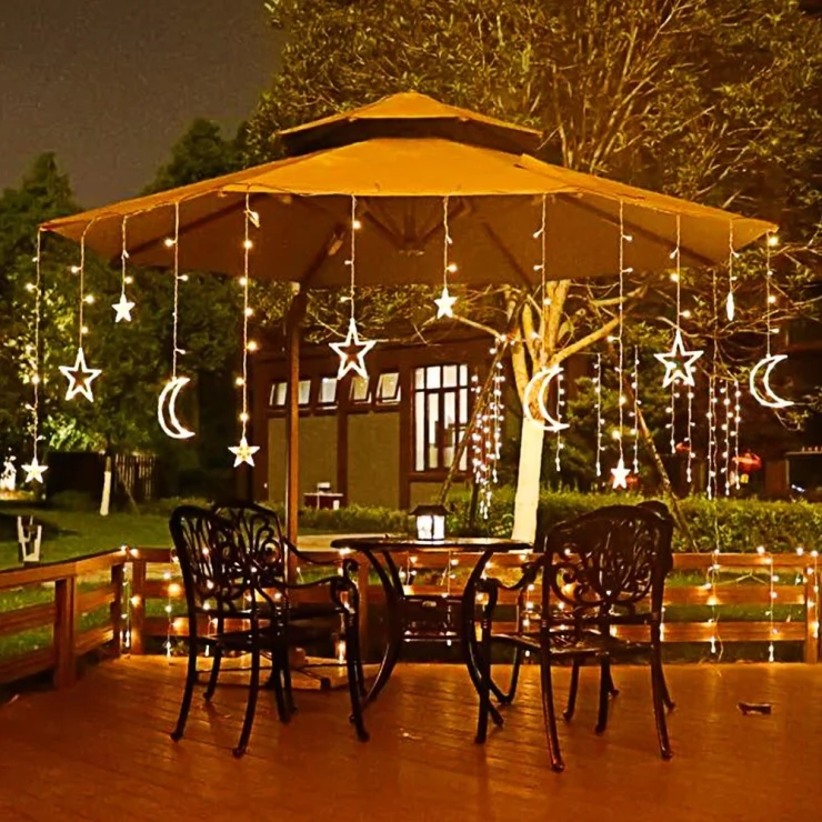 Solar Christmas String Lights LED Stars Outdoor Garland Decoration