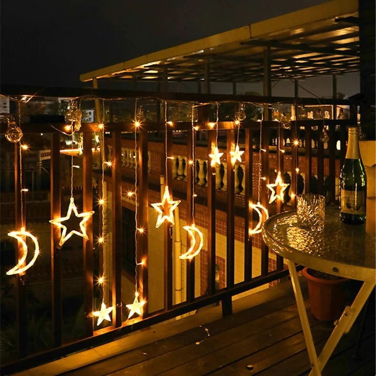 Solar Christmas String Lights LED Stars Outdoor Garland Decoration
