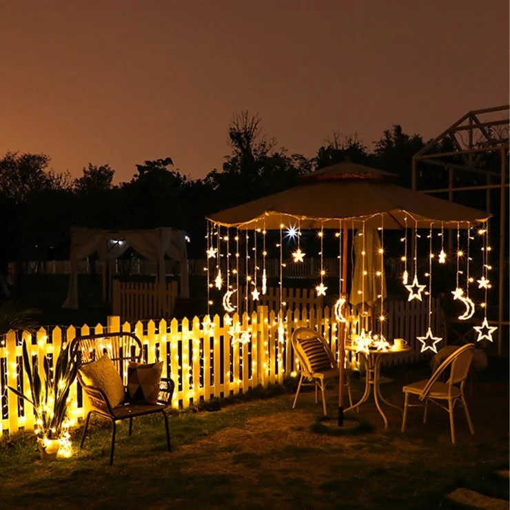 Solar Christmas String Lights LED Stars Outdoor Garland Decoration