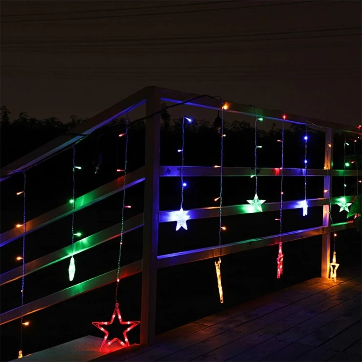 Solar Christmas String Lights LED Stars Outdoor Garland Decoration