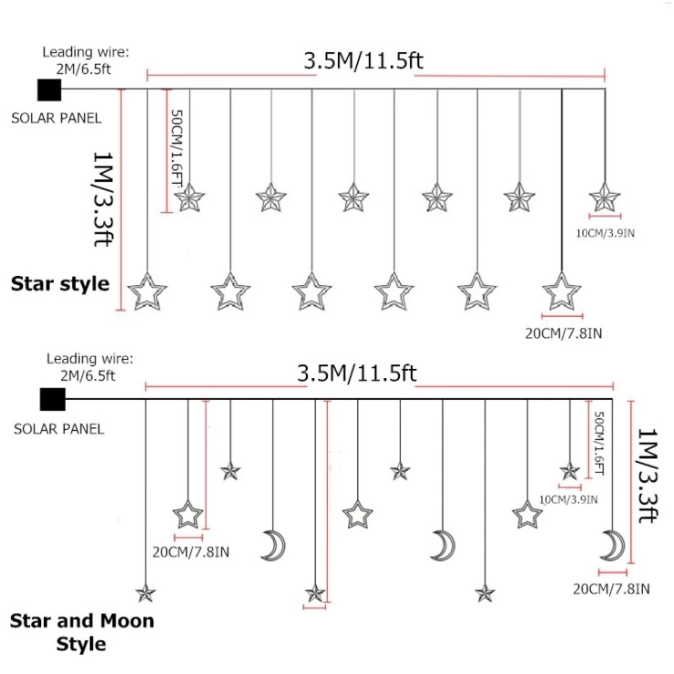 Solar Christmas String Lights LED Stars Outdoor Garland Decoration