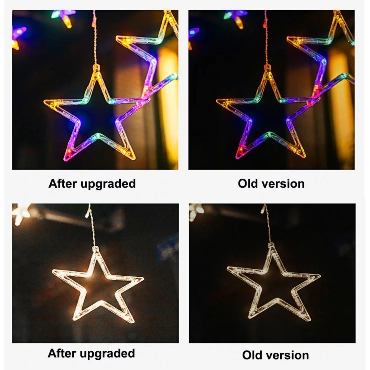 Solar Christmas String Lights LED Stars Outdoor Garland Decoration