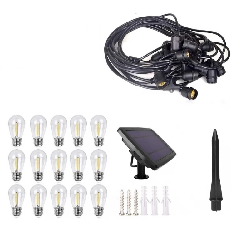 Vintage Outdoor Solar Fairy String Lights LED Glass Bulbs Decoration