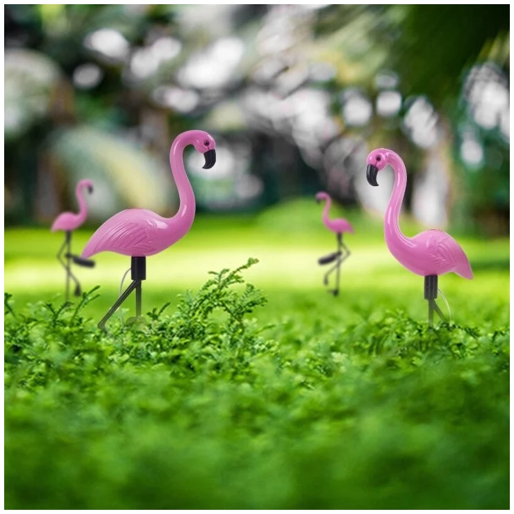 Pink Flamingo Solar Garden Light Ground Stake LED Lawn Decoration 2pcs