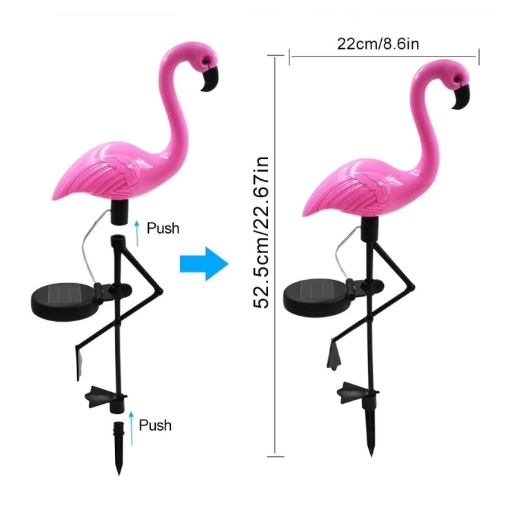 Pink Flamingo Solar Garden Light Ground Stake LED Lawn Decoration 2pcs