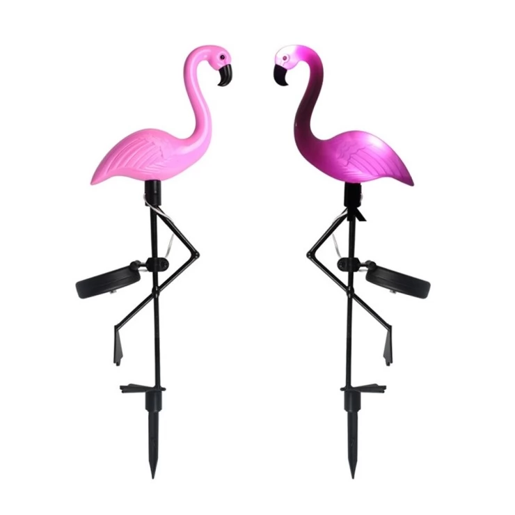Pink Flamingo Solar Garden Light Ground Stake LED Lawn Decoration 2pcs