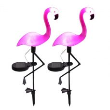 Pink Flamingo Solar Garden Light Ground Stake LED Lawn Decoration 2pcs