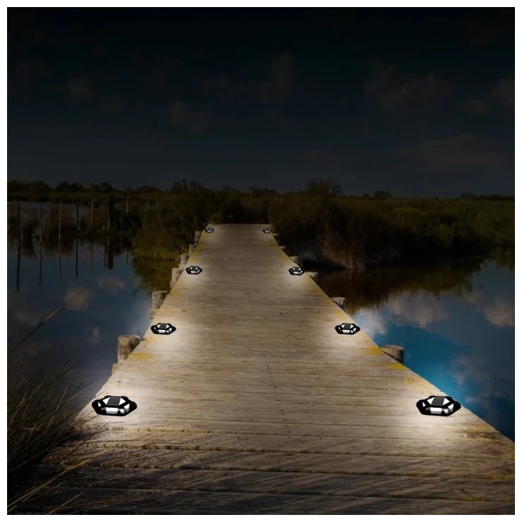 Shock-Resistant 6 LED Solar Path Stud Light Road Driveway Aluminium