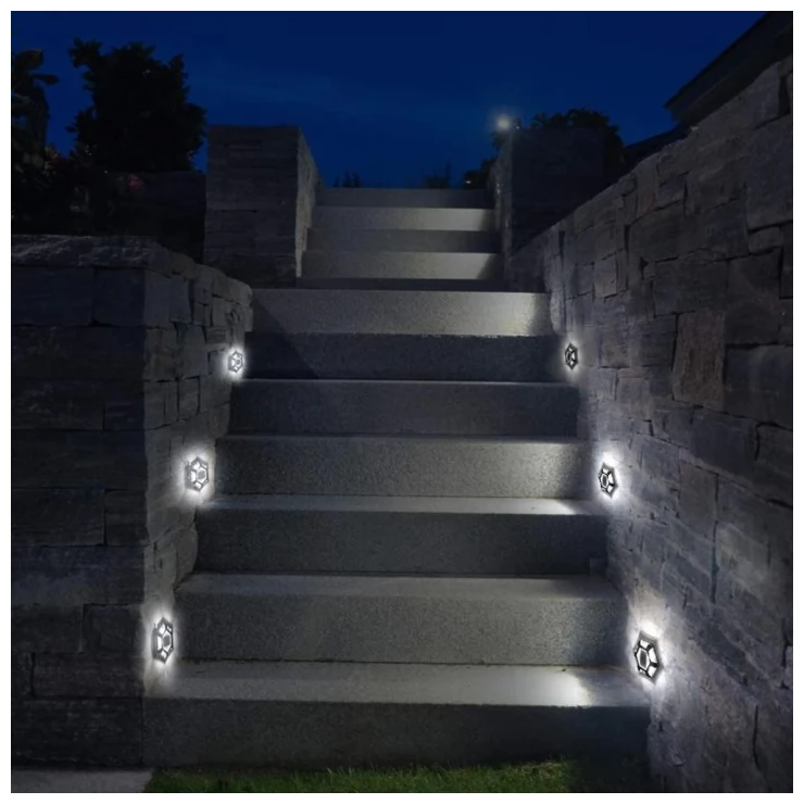 Shock-Resistant 6 LED Solar Path Stud Light Road Driveway Aluminium