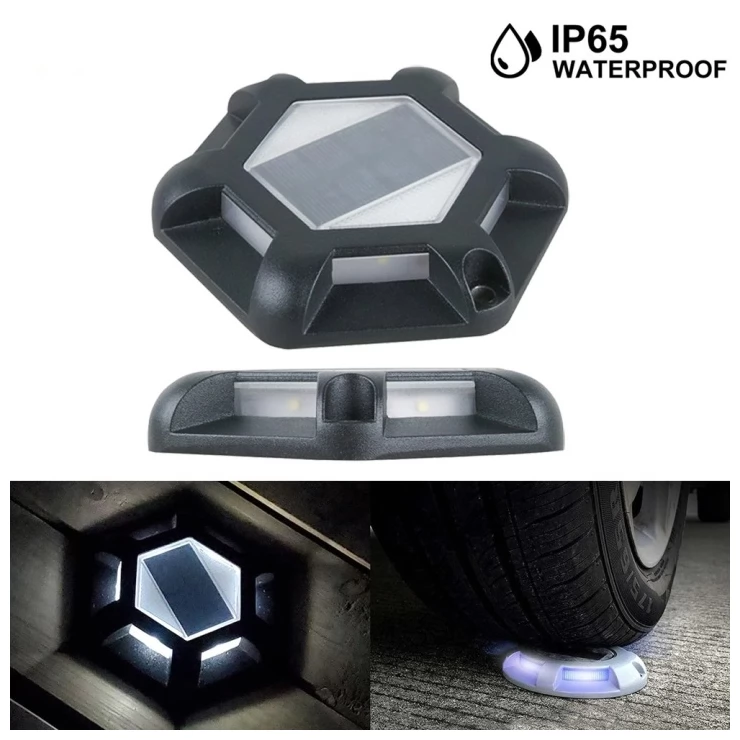 Shock-Resistant 6 LED Solar Path Stud Light Road Driveway Aluminium