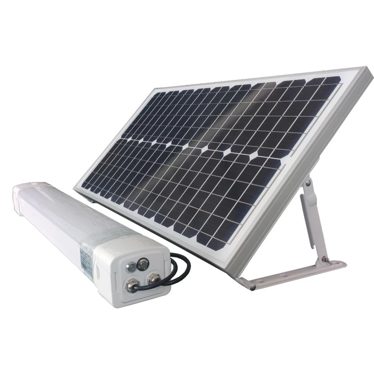 Tri-Proof 20W LED Solar Batten Tube Light IP65 10Ah Lithium Battery