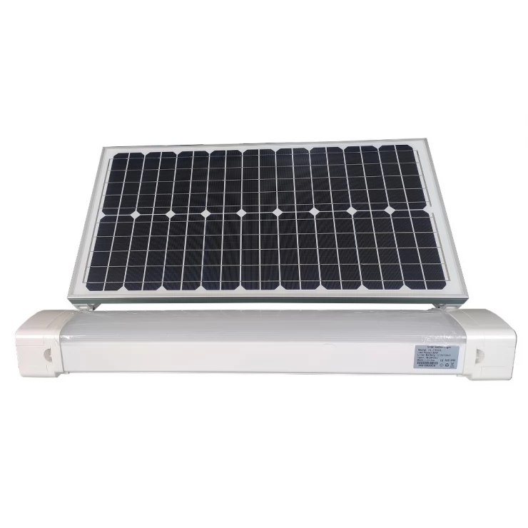 Tri-Proof 20W LED Solar Batten Tube Light IP65 10Ah Lithium Battery