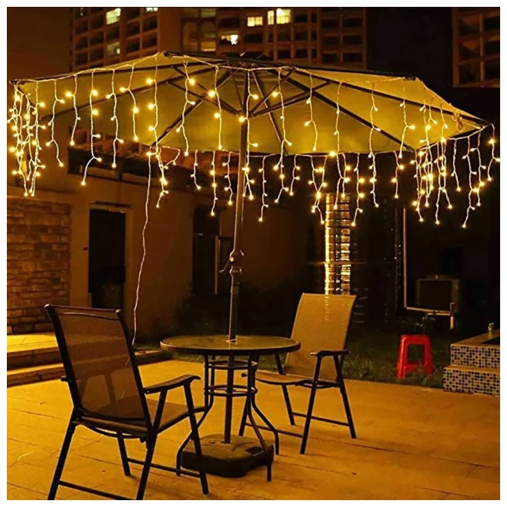 Solar Icicle Lights LED Curtain Christmas Decoration String Garland