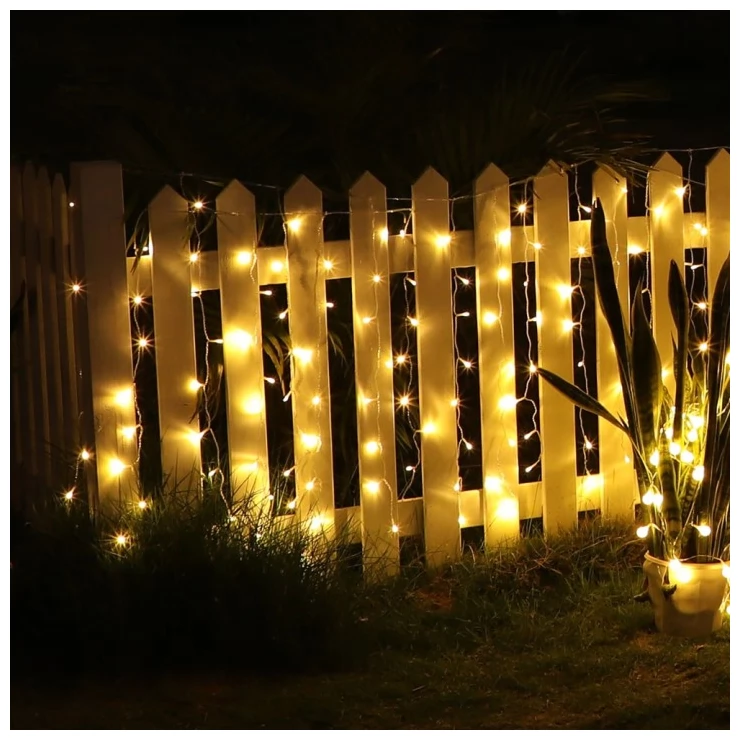 Solar Icicle Lights LED Curtain Christmas Decoration String Garland