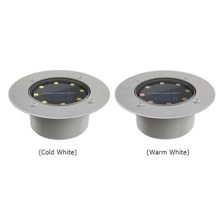 Outdoor 8 LED Solar Deck Light Underground Buried Step Path Light