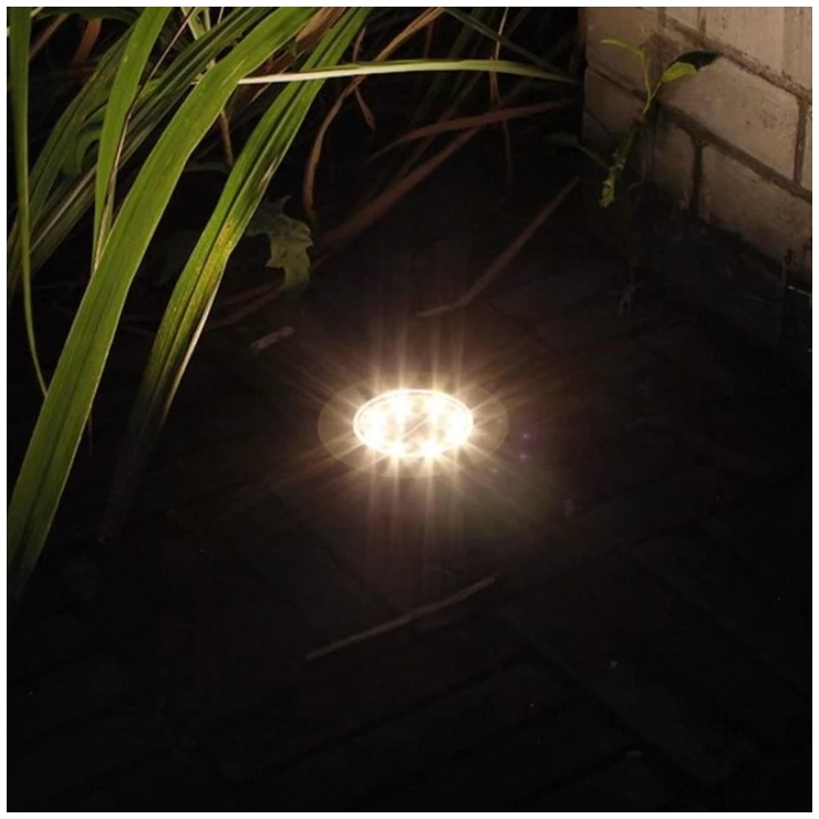 Outdoor 8 LED Solar Deck Light Underground Buried Step Path Light