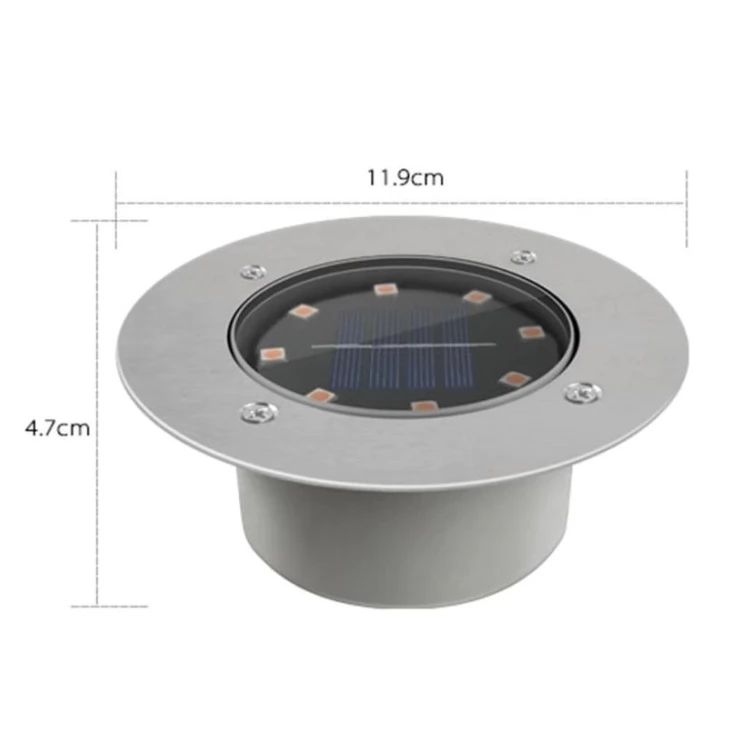 Outdoor 8 LED Solar Deck Light Underground Buried Step Path Light