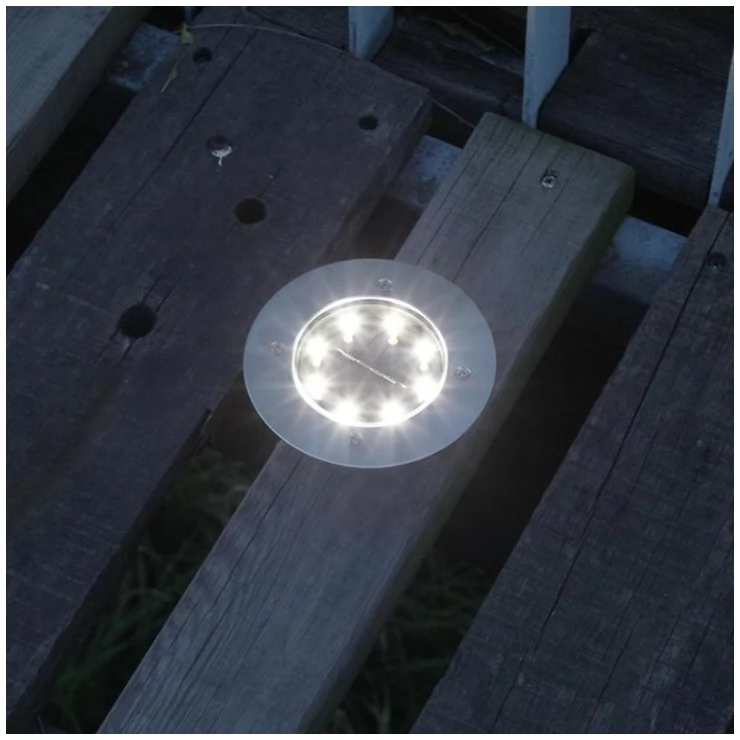 Outdoor 8 LED Solar Deck Light Underground Buried Step Path Light