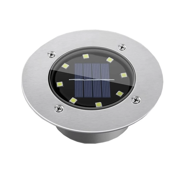 Outdoor 8 LED Solar Deck Light Underground Buried Step Path Light