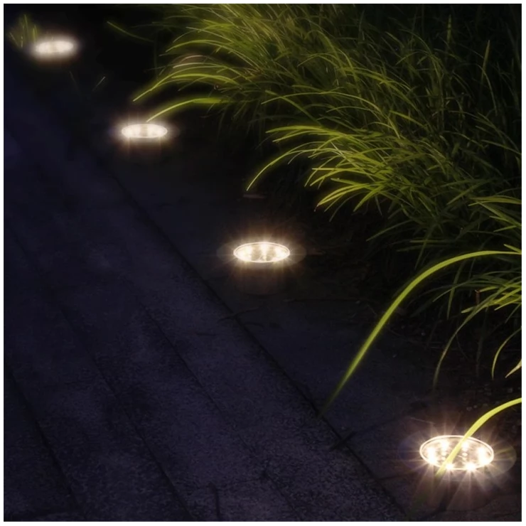 Outdoor 8 LED Solar Deck Light Underground Buried Step Path Light