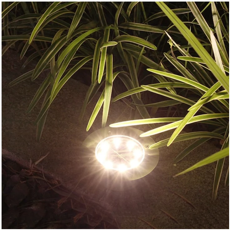 Outdoor 8 LED Solar Deck Light Underground Buried Step Path Light