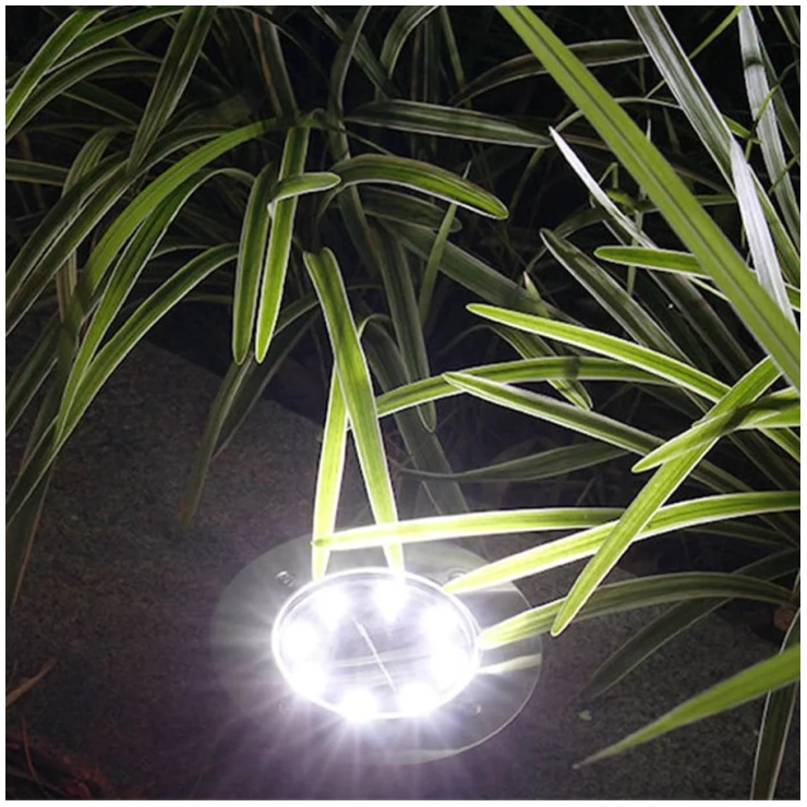 Outdoor 8 LED Solar Deck Light Underground Buried Step Path Light