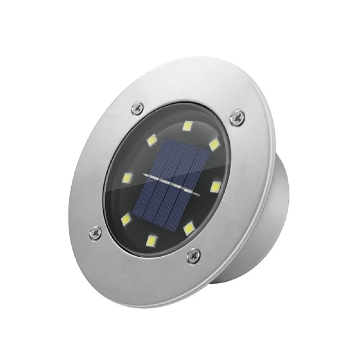 Outdoor 8 LED Solar Deck Light Underground Buried Step Path Light