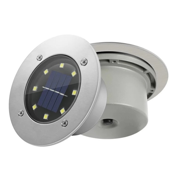 Outdoor 8 LED Solar Deck Light Underground Buried Step Path Light