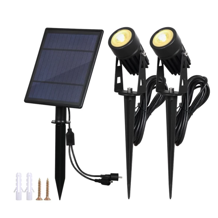 Outdoor Dual Ground Solar Spot Light with Separate Solar Panel for garden lawn tree decoration