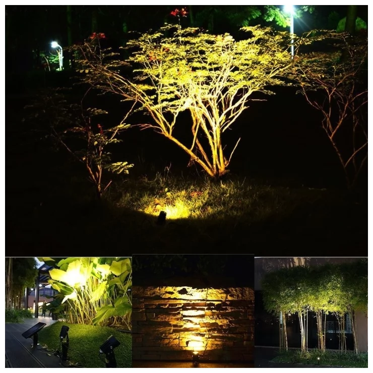 Outdoor Dual Ground Solar Spot Light with Separate Solar Panel for garden lawn tree decoration