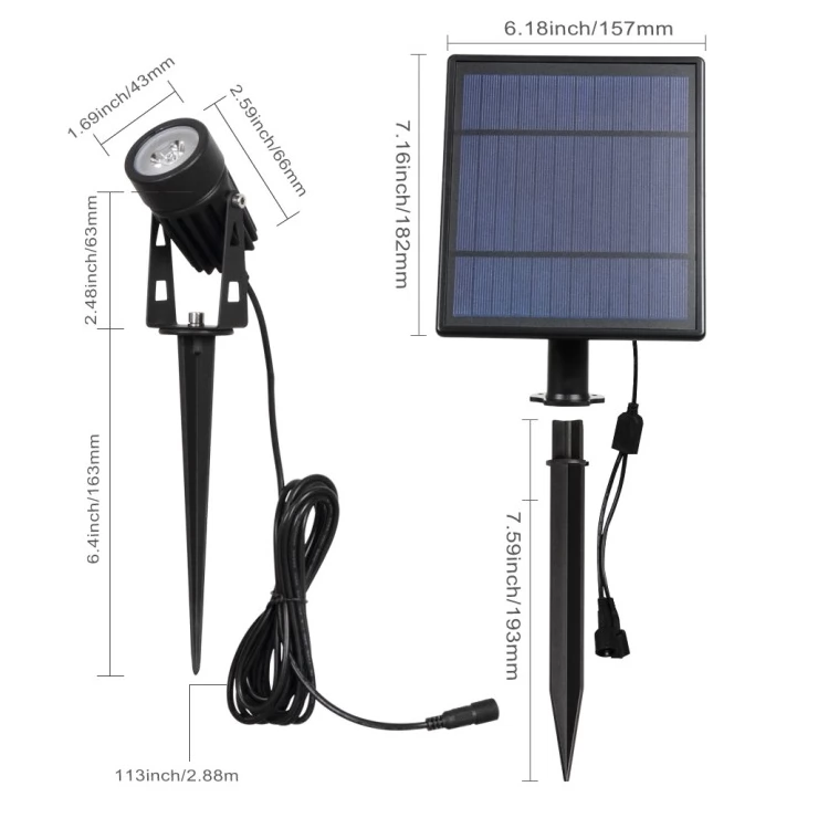 Outdoor Dual Ground Solar Spot Light with Separate Solar Panel for garden lawn tree decoration