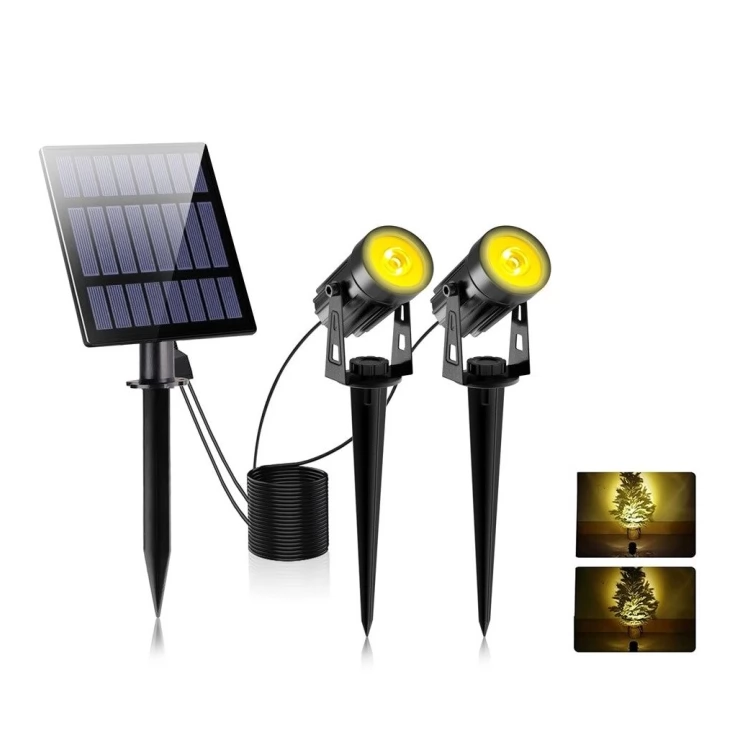 Outdoor Dual Ground Solar Spot Light with Separate Solar Panel for garden lawn tree decoration