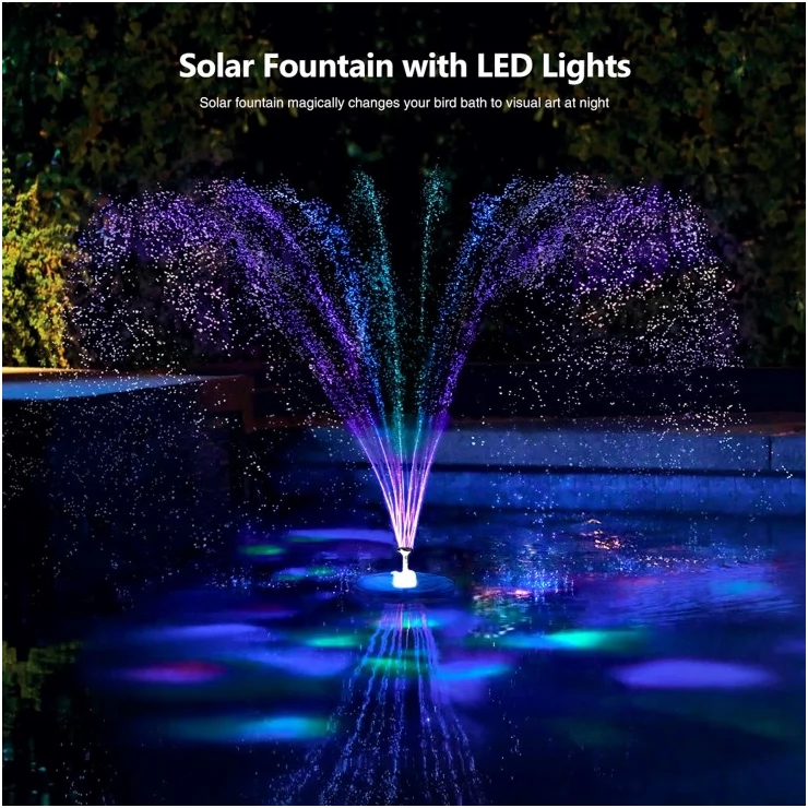 Floating Solar Water Fountain Pump LED Feature With Battery Storage
