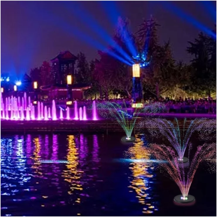 Floating Solar Water Fountain Pump LED Feature With Battery Storage