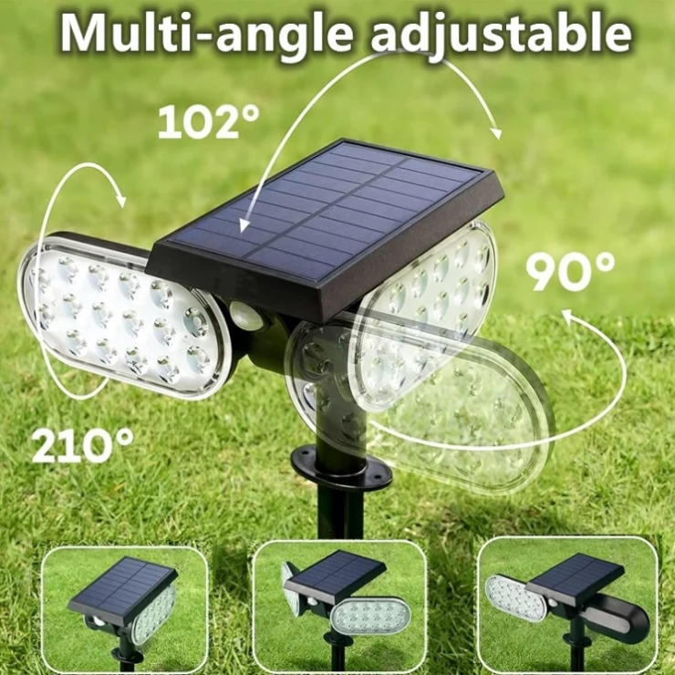 Bright 32 LED Dual Solar Path Light Motion Sensor Universal Spotlight