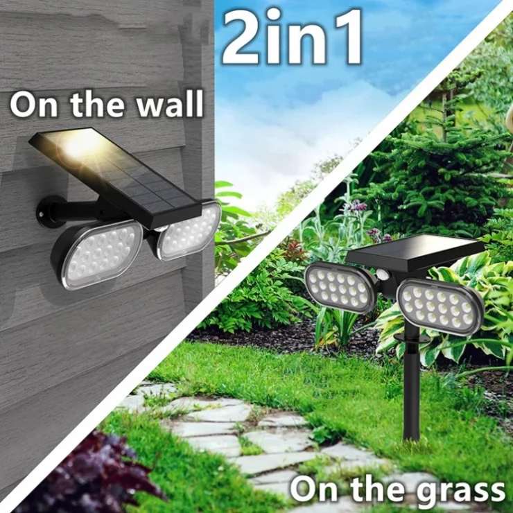 Bright 32 LED Dual Solar Path Light Motion Sensor Universal Spotlight