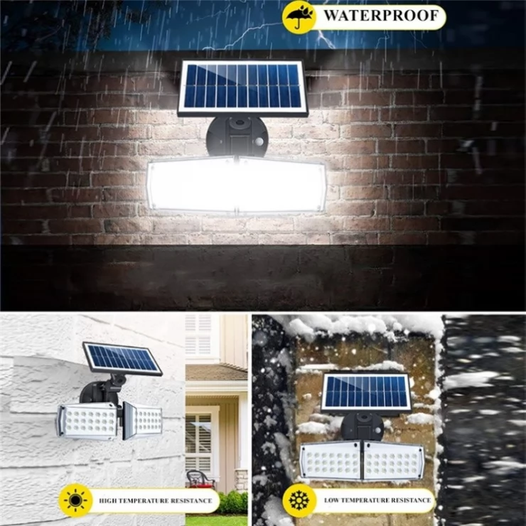 Bright 20W Dual Twin Head Solar Sensor Security Wall Light 80 COB LED
