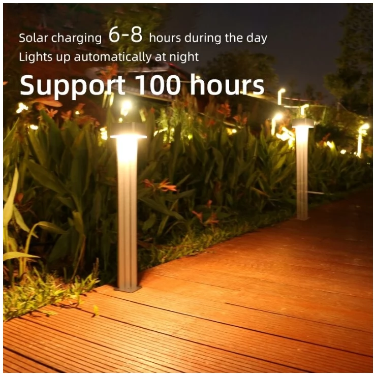 Solar Bollard Light 3W LED Heavy Duty Aluminium Pillar Garden Lamp Set